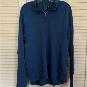 Ibex Men's Merino Wool Blue Zip-Up Sweater (L)